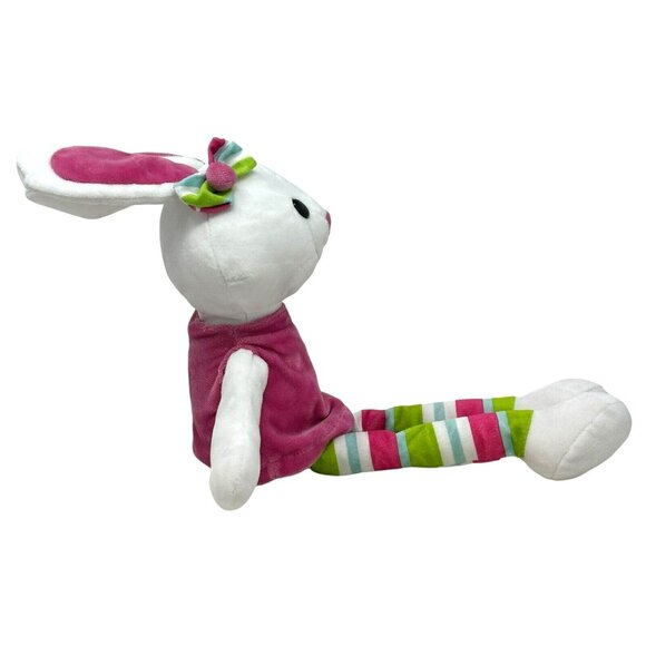 WONDERTREATS White Girl Bunny Rabbit Plush Pink Dress Striped Legs - Picture 3 of 6